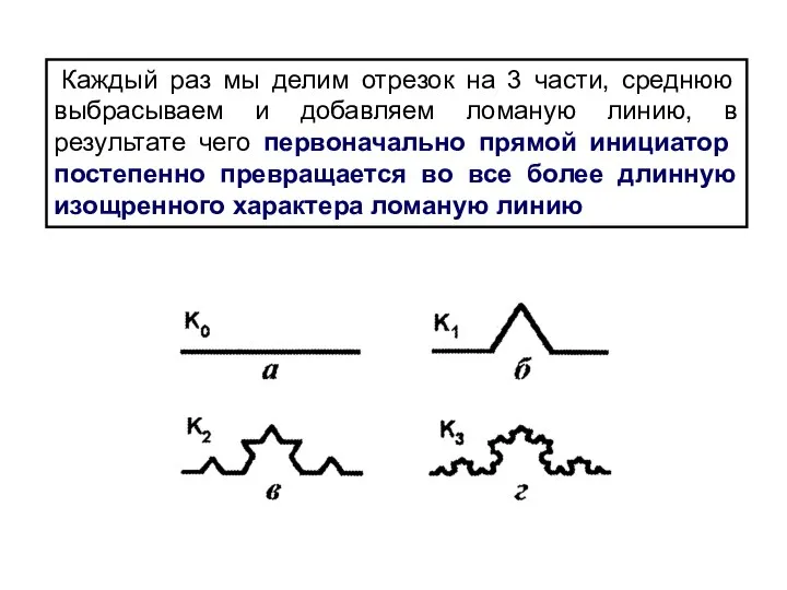 Каждый раз мы делим отрезок на 3 части, среднюю выбрасываем и