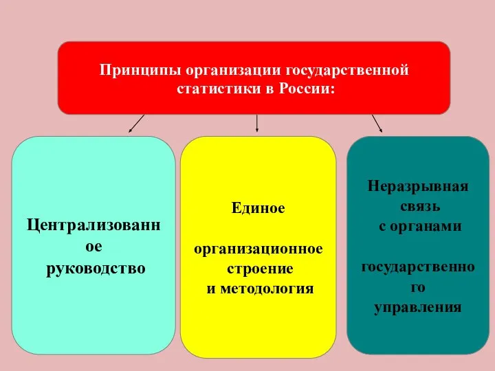 Централизованное руководство Единое организационное строение и методология Неразрывная связь с органами