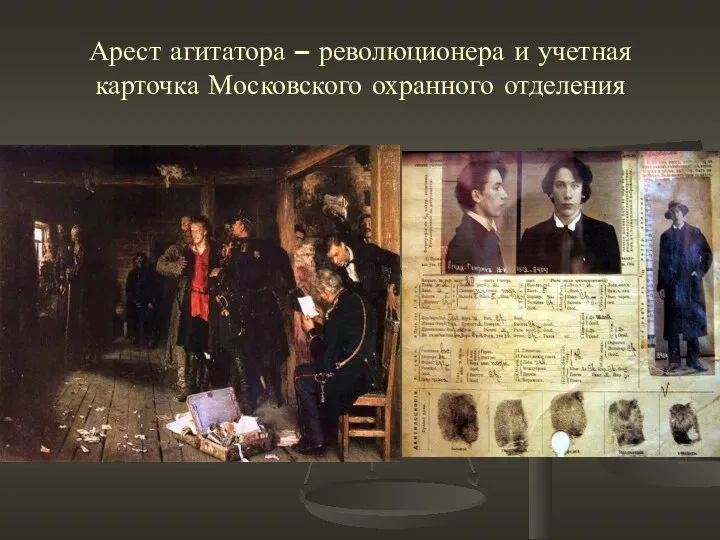 Арест агитатора – революционера и учетная карточка Московского охранного отделения