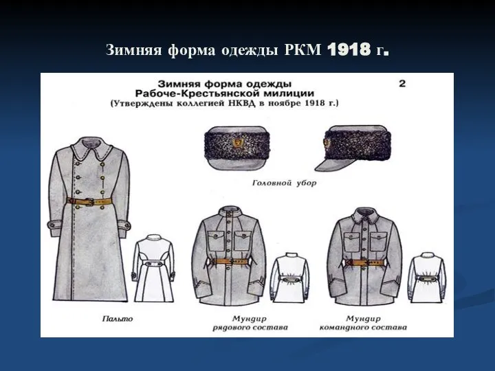 Зимняя форма одежды РКМ 1918 г.
