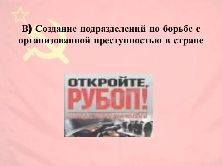 В) Создание подразделений по борьбе с организованной преступностью в стране