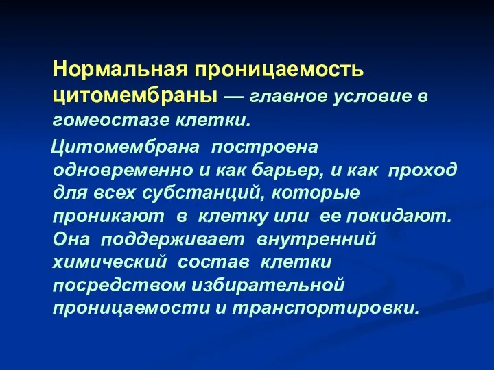 Нормальная проницаемость цитомембраны — главное условие в гомеостазе клетки. Цитомембрана построена