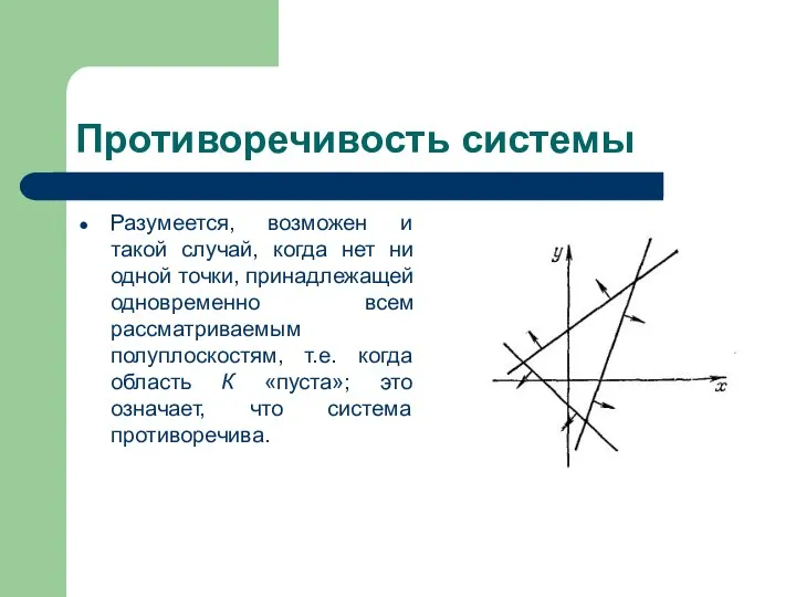 Противоречивость системы Разумеется, возможен и такой случай, когда нет ни одной