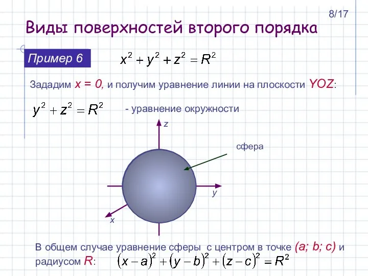 Зададим x = 0, и получим уравнение линии на плоскости YOZ: