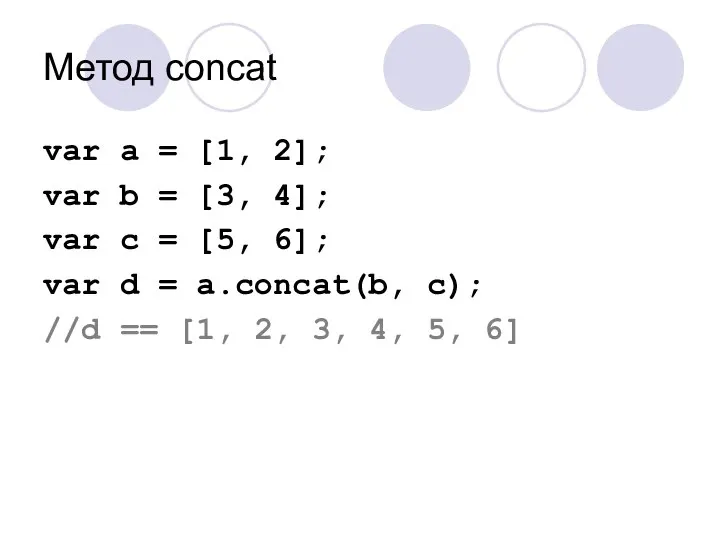 Метод concat var a = [1, 2]; var b = [3,
