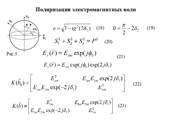 Поляризация электромагнитных волн Рис.5 (18) (19) (20) (21) (22) (23)