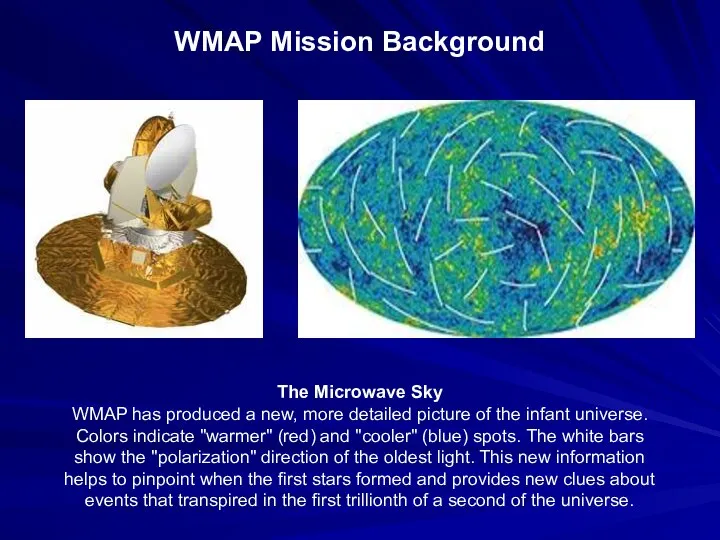 WMAP Mission Background The Microwave Sky WMAP has produced a new,