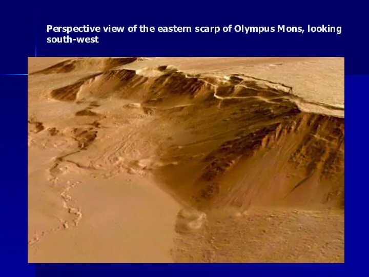 Perspective view of the eastern scarp of Olympus Mons, looking south-west