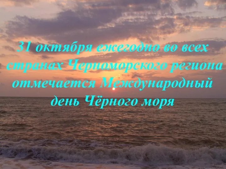 31 октября ежегодно во всех странах Черноморского региона отмечается Международный день Чёрного моря