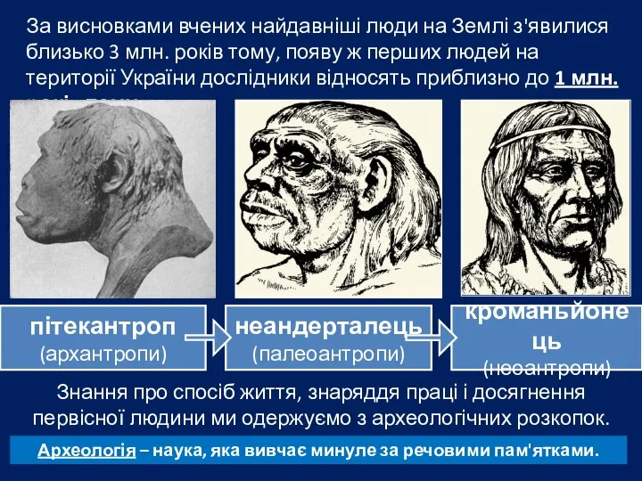 За висновками вчених найдавніші люди на Землі з'явилися близько 3 млн.