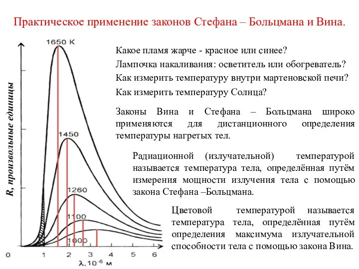 Практическое применение законов Стефана – Больцмана и Вина. Какое пламя жарче