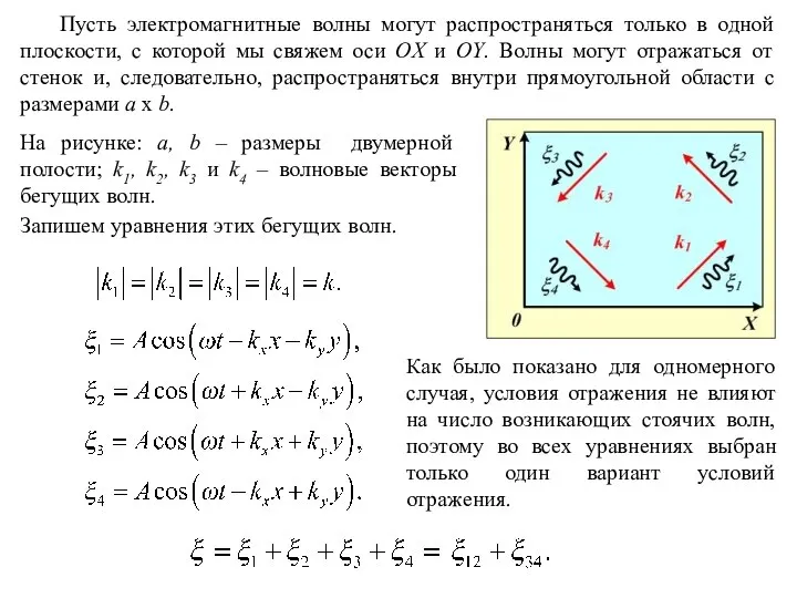 Пусть электромагнитные волны могут распространяться только в одной плоскости, с которой