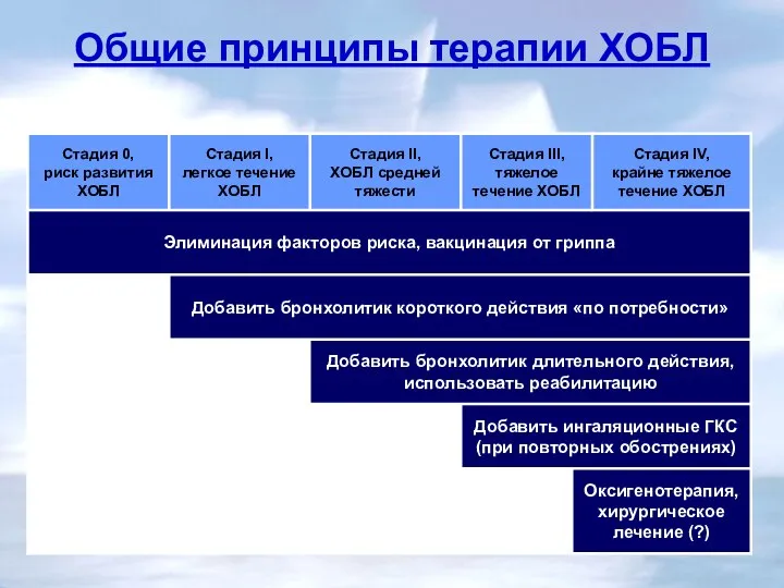 Общие принципы терапии ХОБЛ