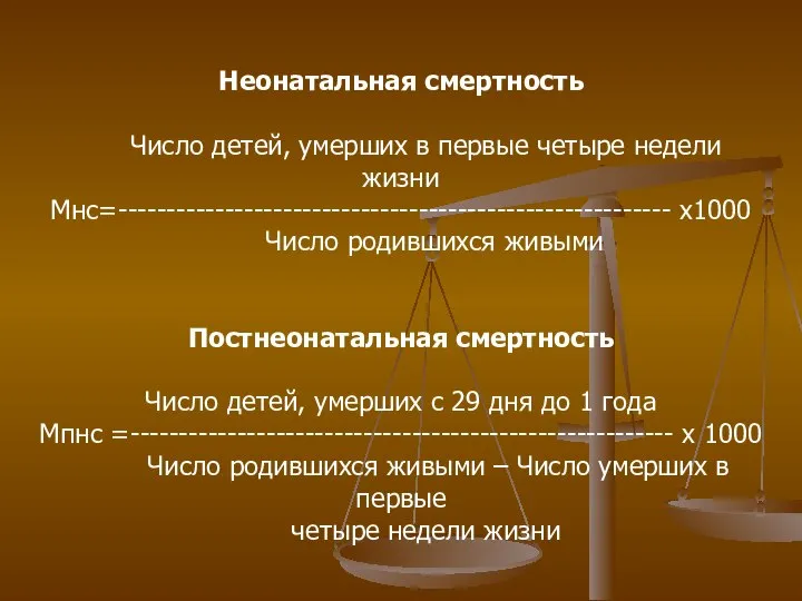 Неонатальная смертность Число детей, умерших в первые четыре недели жизни Мнс=---------------------------------------------------------