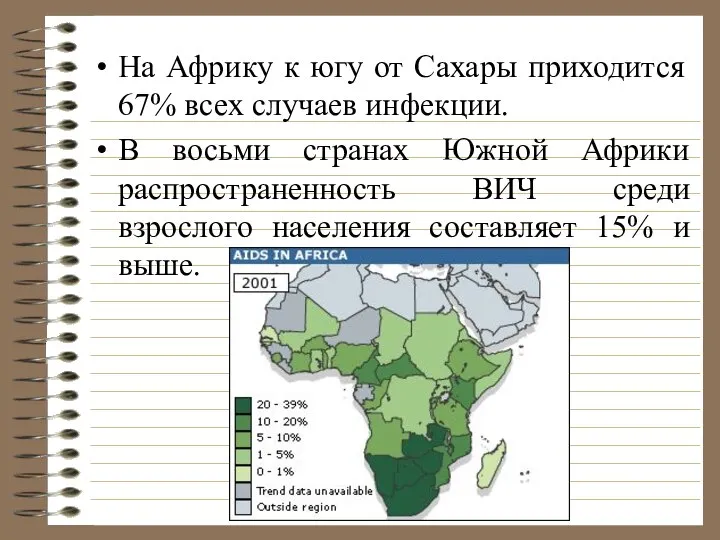 На Африку к югу от Сахары приходится 67% всех случаев инфекции.