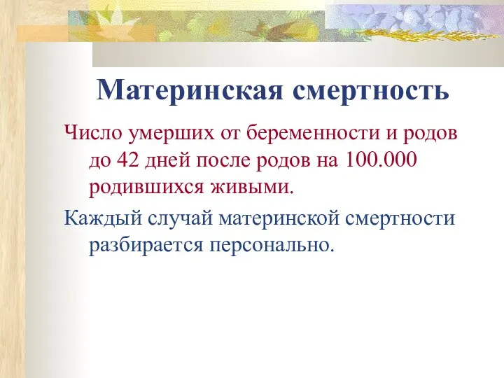 Материнская смертность Число умерших от беременности и родов до 42 дней