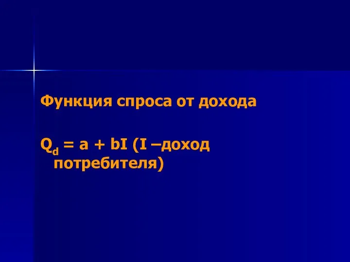 Функция спроса от дохода Qd = a + bI (I –доход потребителя)