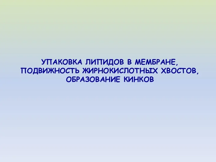 УПАКОВКА ЛИПИДОВ В МЕМБРАНЕ, ПОДВИЖНОСТЬ ЖИРНОКИСЛОТНЫХ ХВОСТОВ, ОБРАЗОВАНИЕ КИНКОВ