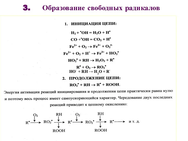 3. Образование свободных радикалов