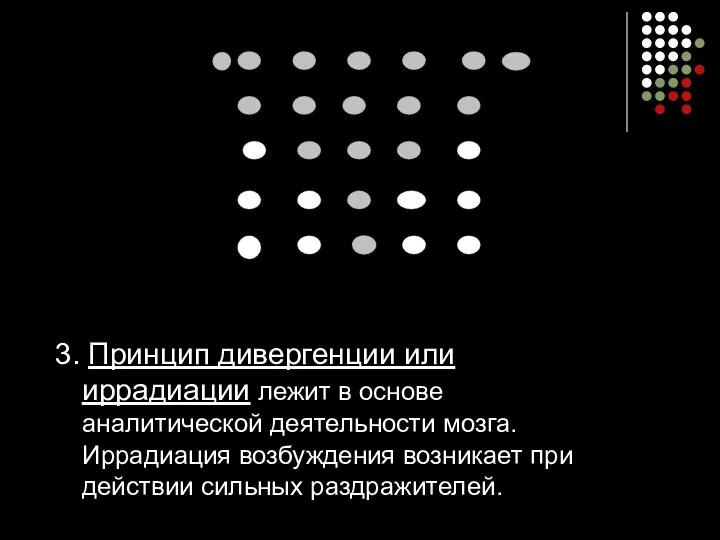 3. Принцип дивергенции или иррадиации лежит в основе аналитической деятельности мозга.