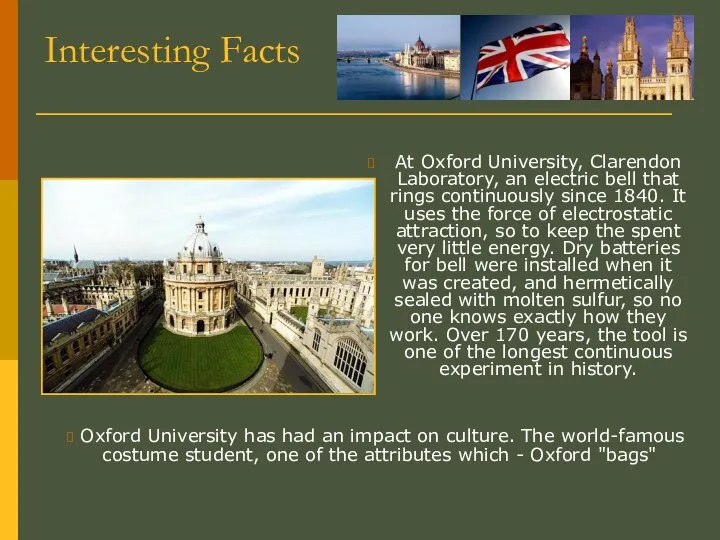Interesting Facts At Oxford University, Clarendon Laboratory, an electric bell that