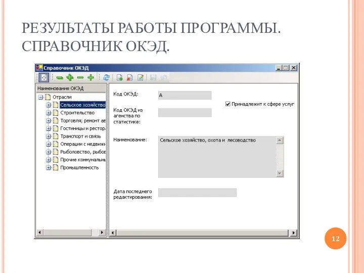 РЕЗУЛЬТАТЫ РАБОТЫ ПРОГРАММЫ. СПРАВОЧНИК ОКЭД.