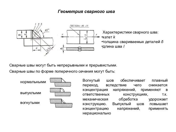 Геометрия сварного шва Сварные швы могут быть непрерывными и прерывистыми. Сварные