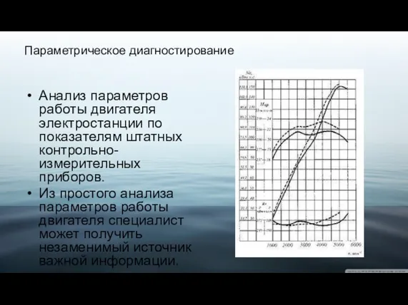 Параметрическое диагностирование Анализ параметров работы двигателя электростанции по показателям штатных контрольно-измерительных