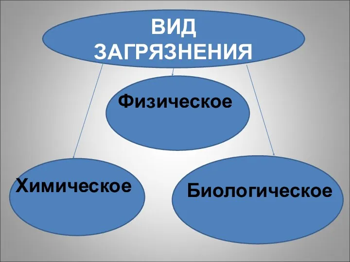 Физическое Химическое Биологическое ВИД ЗАГРЯЗНЕНИЯ