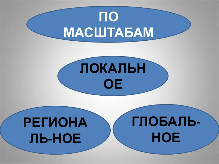 ПО МАСШТАБАМ ЛОКАЛЬНОЕ РЕГИОНАЛЬ-НОЕ ГЛОБАЛЬ- НОЕ