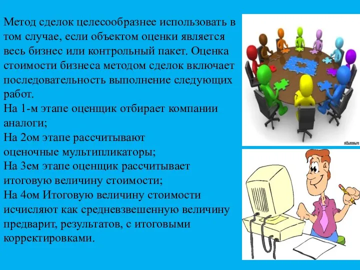 Метод сделок целесообразнее использовать в том случае, если объектом оценки является