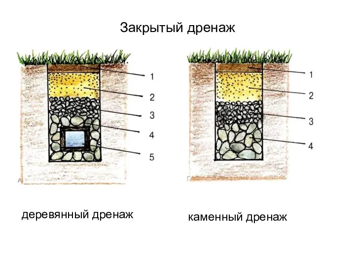 Закрытый дренаж деревянный дренаж каменный дренаж