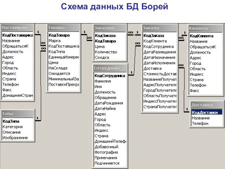 Схема данных БД Борей (kafedra-it\общая)