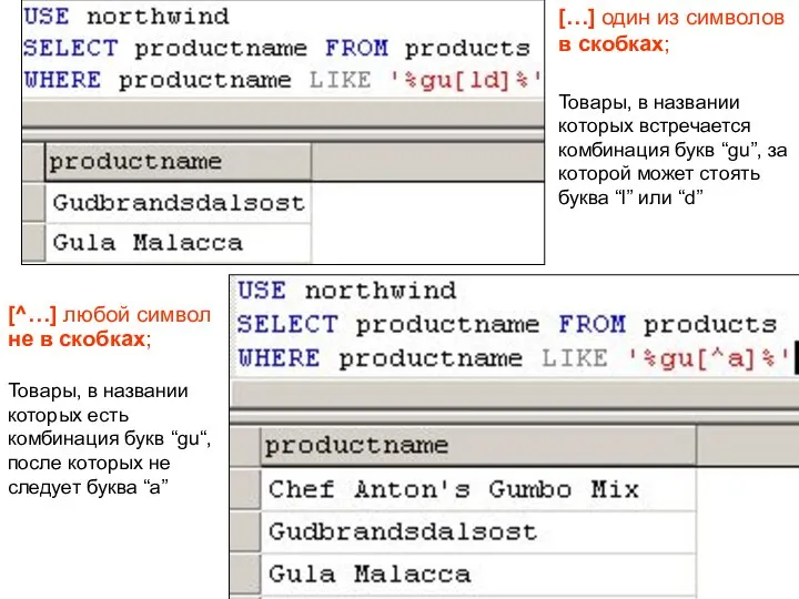 Товары, в названии которых есть комбинация букв “gu“, после которых не