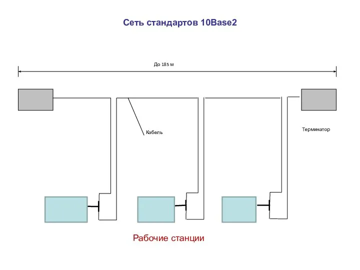 Сеть стандартов 10Base2 Рабочие станции