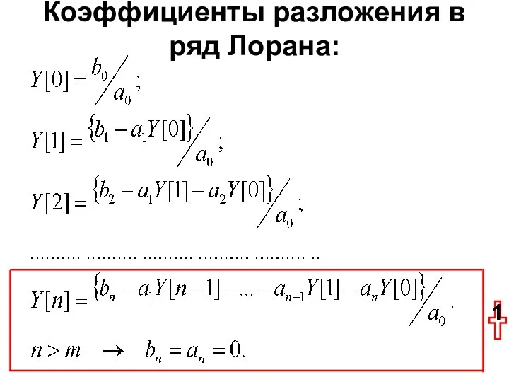 Коэффициенты разложения в ряд Лорана: 1