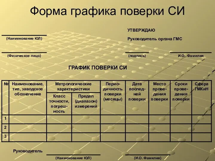 Форма графика поверки СИ