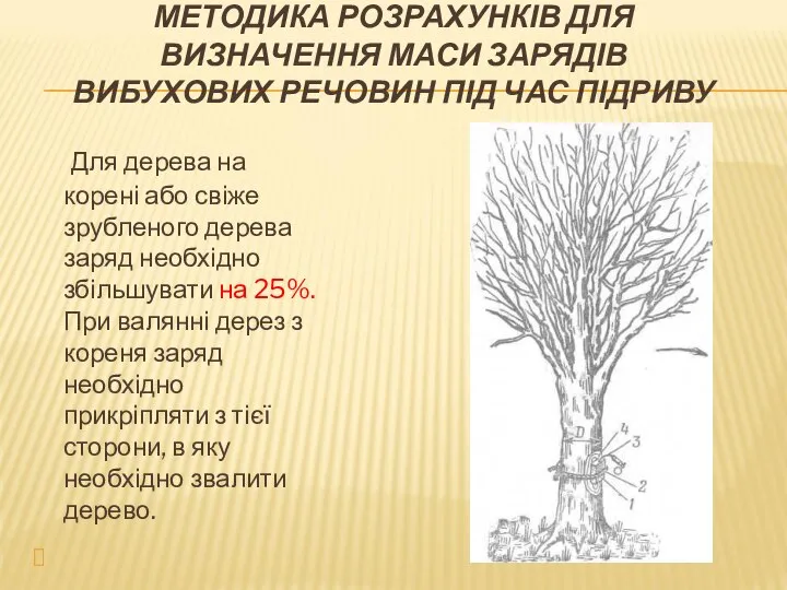 МЕТОДИКА РОЗРАХУНКІВ ДЛЯ ВИЗНАЧЕННЯ МАСИ ЗАРЯДІВ ВИБУХОВИХ РЕЧОВИН ПІД ЧАС ПІДРИВУ