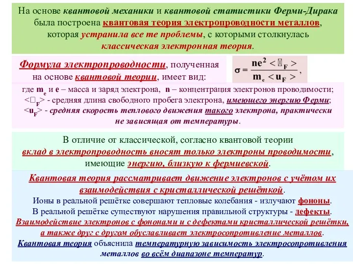 На основе квантовой механики и квантовой статистики Ферми-Дирака была построена квантовая