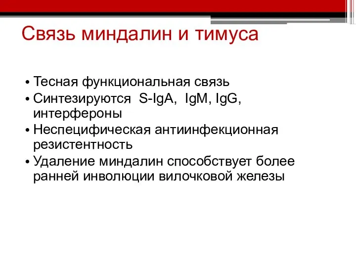 Тесная функциональная связь Синтезируются S-IgA, IgM, IgG, интерфероны Неспецифическая антиинфекционная резистентность