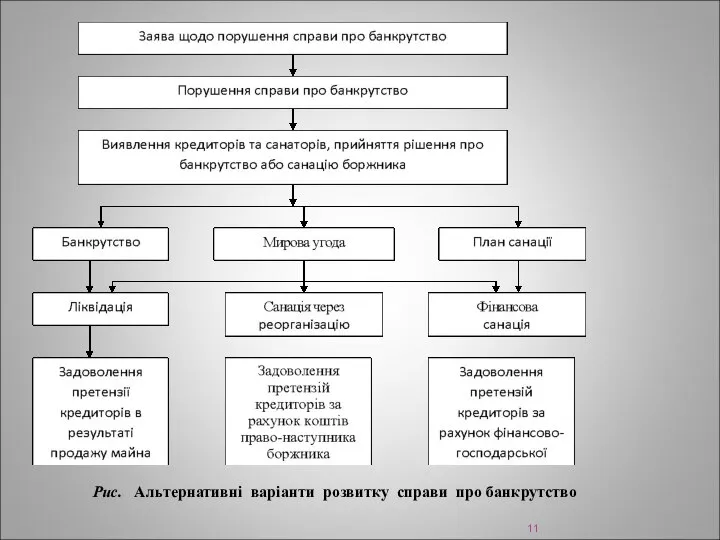 Рис. Альтернативні варіанти розвитку справи про банкрутство