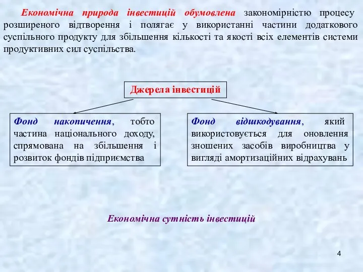 Економічна природа інвестицій обумовлена закономірністю процесу розширеного відтворення і полягає у