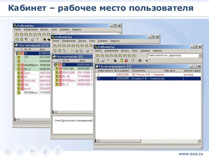 Кабинет – рабочее место пользователя