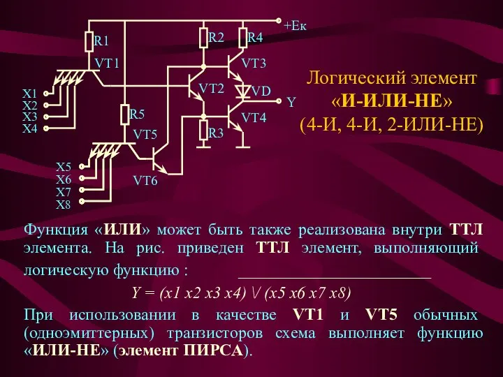 Функция «ИЛИ» может быть также реализована внутри ТТЛ элемента. На рис.