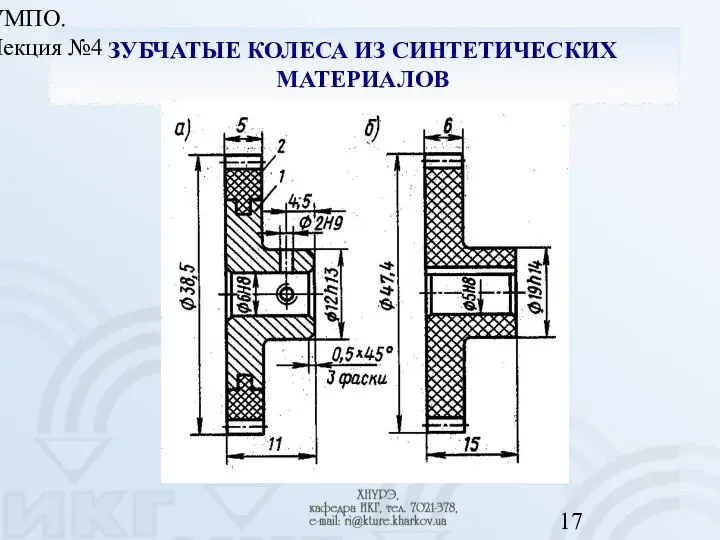 УМПО. Лекция №4 ЗУБЧАТЫЕ КОЛЕСА ИЗ СИНТЕТИЧЕСКИХ МАТЕРИАЛОВ