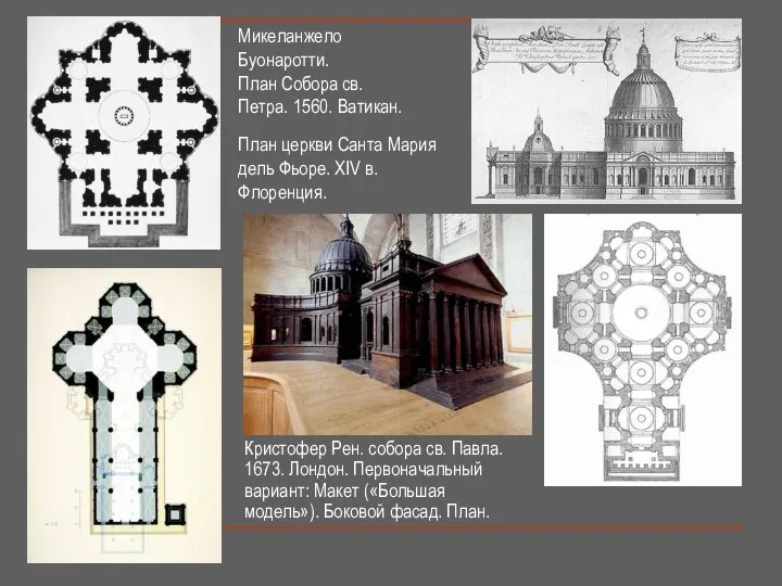 Микеланжело Буонаротти. План Собора св. Петра. 1560. Ватикан. План церкви Санта
