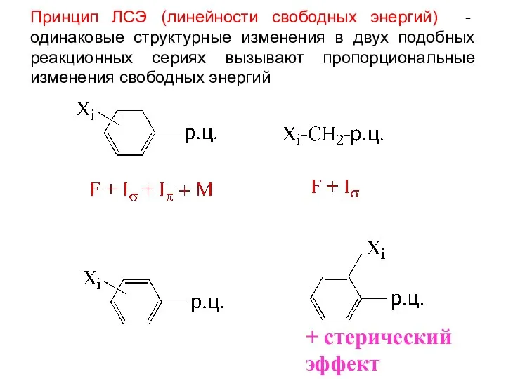 Принцип ЛСЭ (линейности свободных энергий) - одинаковые структурные изменения в двух