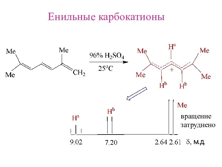 Енильные карбокатионы вращение затруднено