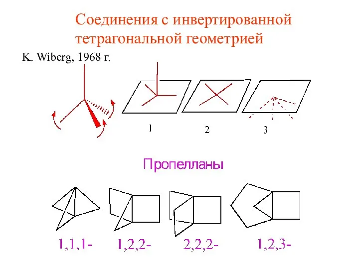 Cоединения с инвертированной тетрагональной геометрией K. Wiberg, 1968 г.