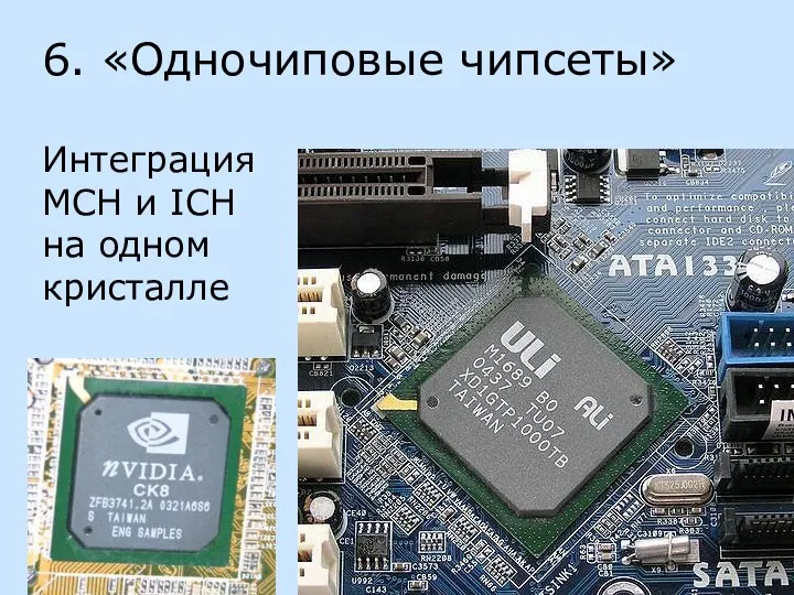 6. «Одночиповые чипсеты» Интеграция MCH и ICH на одном кристалле